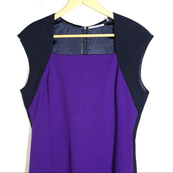 T Tahari purple and navy sheath dress - Picture 2 of 4